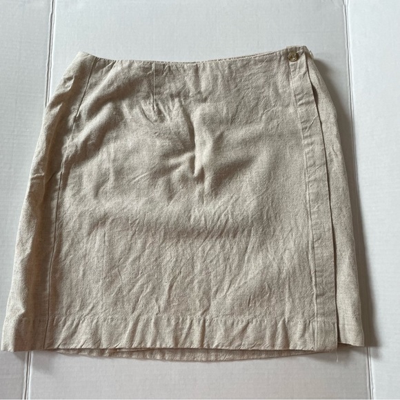 𝅺concept XXV Linen Blend Tan Heather 2 Button Closure Wrap Skirt, Size M - Picture 3 of 10